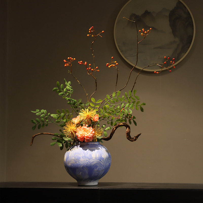 宋韵陶瓷花瓶新中式禅意美学摆件民宿酒店电视柜玄关仿真花艺装饰,淘宝优惠券,粉丝福利购,淘宝优惠卷