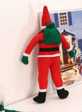 圣诞节搞怪挂件现货现货绒布圣诞老人爬墙装饰衣服挂饰礼物节日礼