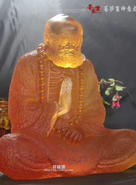 禅宗风达摩工艺品摆件琉璃佛像