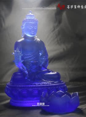 琉璃净水杯烛台两用摆件三宝佛