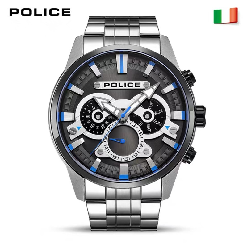 意大利police手表明星同款运动大表盘潮男多功能石英手表PL.15472 - 图0
