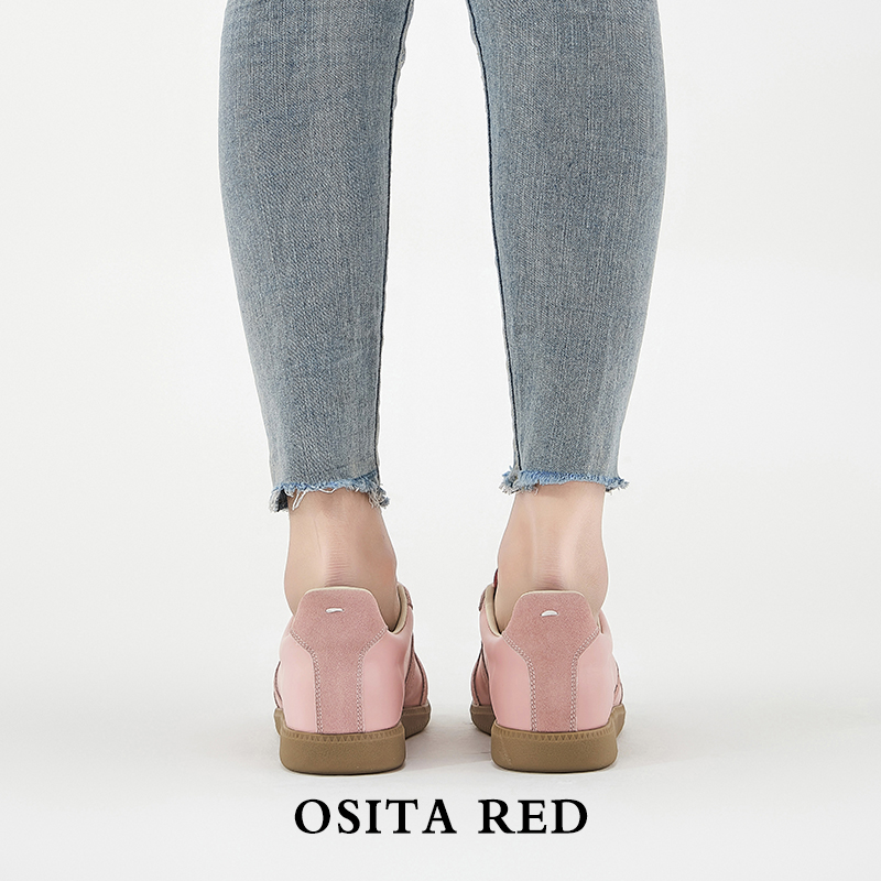 OSITA RED德训鞋女粉色百搭休闲鞋新款女鞋运动鞋厚底增高5.3CM-图1