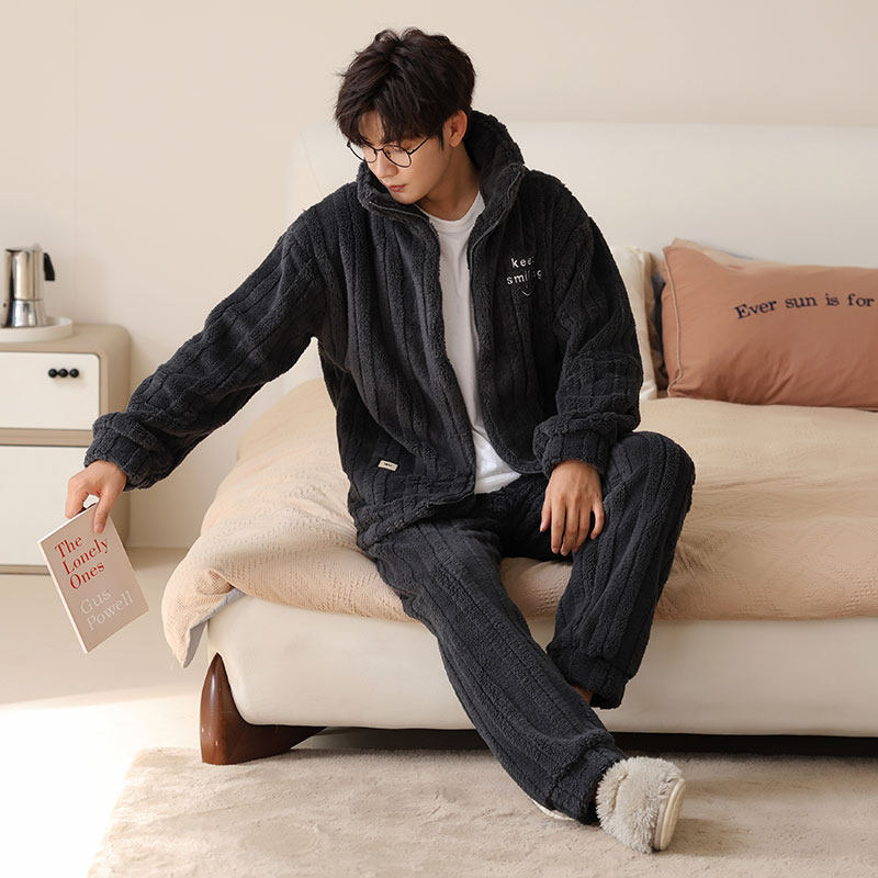 猫人保暖睡衣冬季男双面法兰绒加绒加厚保暖家居服可外穿保暖套装,淘宝优惠券,粉丝福利购,淘宝优惠卷