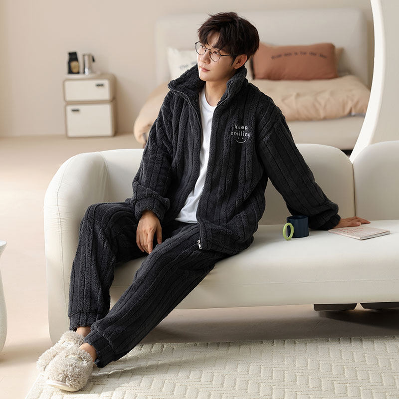猫人保暖睡衣冬季男双面法兰绒加绒加厚保暖家居服可外穿保暖套装,淘宝优惠券,粉丝福利购,淘宝优惠卷