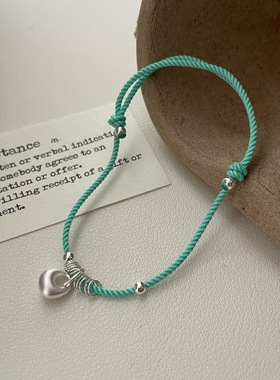 S925纯银福袋银坨坨绳手链女轻奢小众精致高级感编织手绳