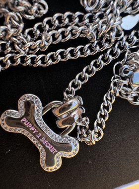 Thecolorsharky小狗的秘密双面吊坠可爱骨头项链甜美颈链锁骨链