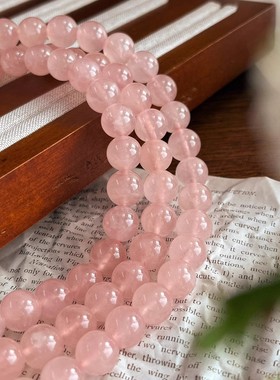 西柚粉10mm天然马达加斯加粉晶水晶项链女