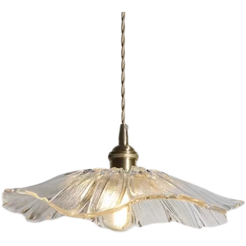 中山复古中式透明日式荷花南洋法式玻璃吊灯餐厅吧台卧室床头飘窗 - 图3