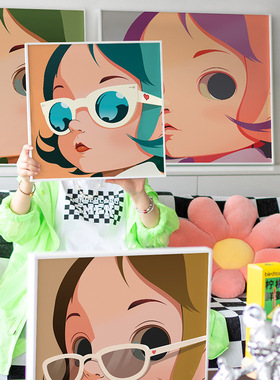 星野平卡通女孩卧室现代装饰画