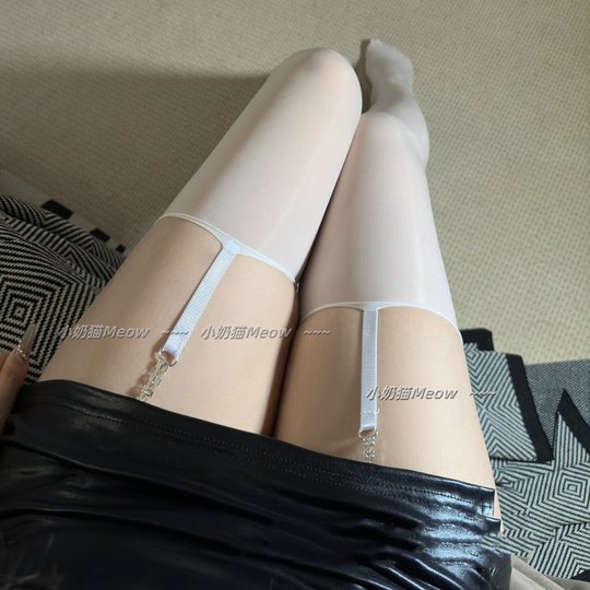 油亮极光吊带袜黑丝女一体马油袜烫钻链条闪光丝袜性感超薄长筒袜