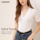 Fashionable cotton V-neck half-sleeved slim T-shirt for women