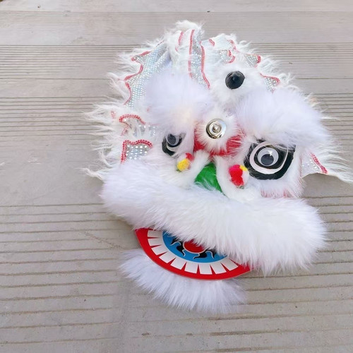 包邮儿童舞狮玩具塑料版耐摔醒狮羊毛狮头幼儿舞台表演道具狮鼓 - 图1