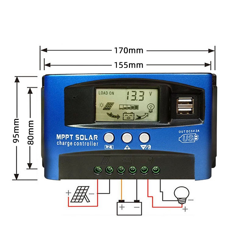 MPPT太阳能控制器30-40-50-60A12V24V电池板家用发电系统快充电器 - 图1