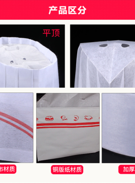 一次性餐饮无纺布透气厨师帽子