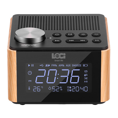 loci H70插电式蓝牙家用温湿度音乐闹钟音箱插卡USB盘音响低音炮 - 图1