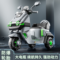 Children Electric motorcycle 1-3-year-old male and female charging remote control three-wheeled electric bottle car kid can take a human toy