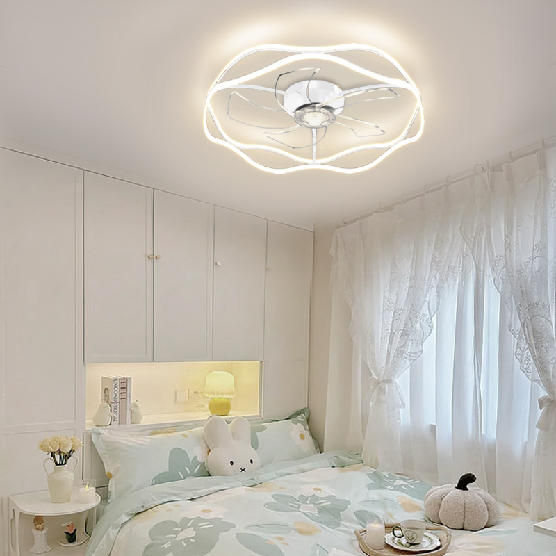 卧室风扇灯客厅家用一体现代简约奶油风隐形静音餐厅电扇灯吸顶灯 - 图2