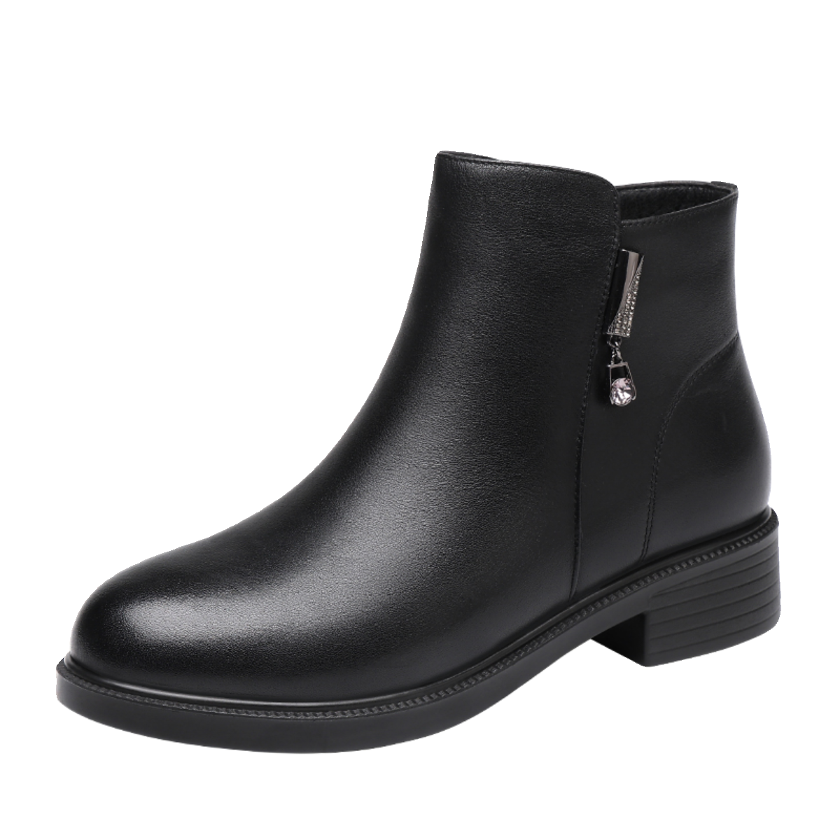 红蜻蜓女靴时装靴冬季加绒保暖真皮短筒皮靴软底圆头粗跟妈妈棉靴,淘宝优惠券,粉丝福利购,淘宝优惠卷