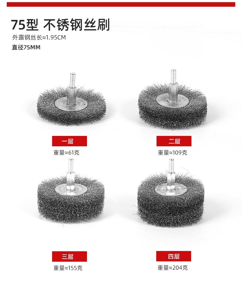 Rust-removing wood carving stainless steel brush with handle electric wire brush