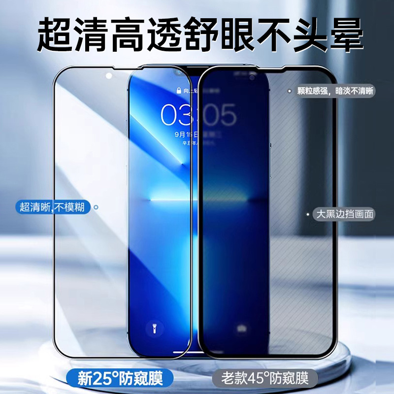 适用苹果13防窥膜iphone14pro防窥钢化膜15promax的防偷窥膜12新款15plus手机11膜XR全屏x挡ip防窥屏mini贴膜-图1