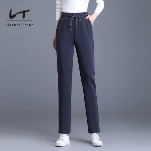 LT哈伦裤子女春秋2025新款休闲妈妈裤大码直筒女裤运动裤抽绳卫裤 - 图2