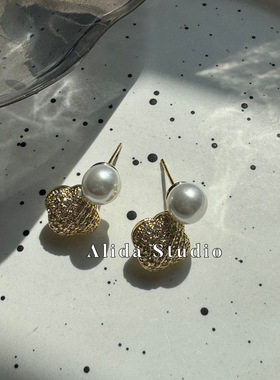 ALIDA925银针日韩女重工耳钉