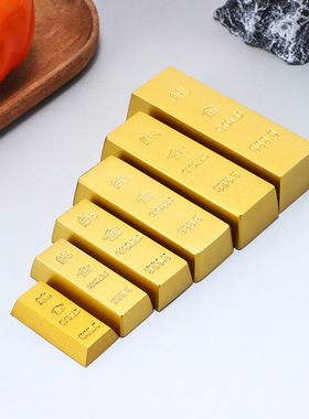 纯黄铜实心金条摆件仿真金砖开业