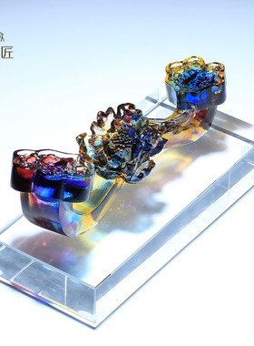 非遗淄博古法琉璃牡丹如意摆件｜