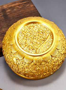 钱币转转聚宝盆黄铜摆件客厅装饰