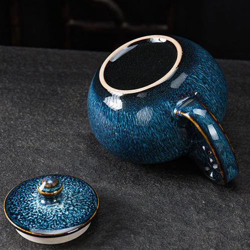 陶瓷茶壶单壶窑变凉水壶家用泡茶壶一壶两杯大容量提梁壶日式茶具 - 图2