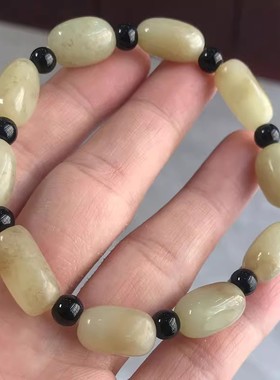 原矿随形单圈路路通手串男女玉石饰品礼物天然新疆和田玉糖黄手链