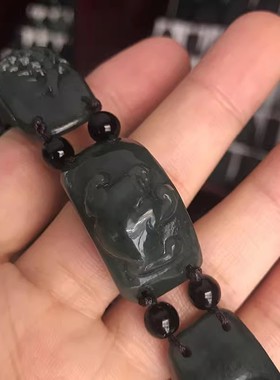 霸气玉石手串玉器五毒手排手饰男款天然新疆和田玉青玉五毒手链