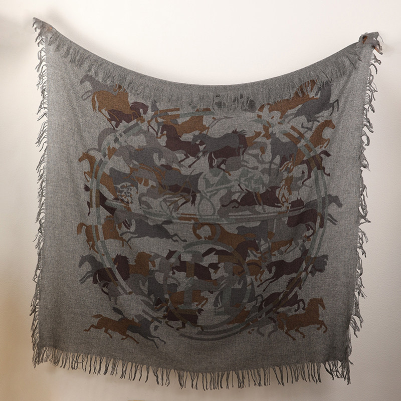 【骏马奔腾】羊绒大方巾欧美时尚大牌秋冬保暖山羊绒大披肩围巾女,淘宝优惠券,粉丝福利购,淘宝优惠卷