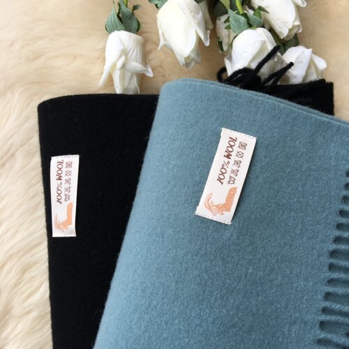 【100%纯羊毛】秋冬加厚保暖围巾 纯色百搭温暖时尚 围巾披肩两用 - 图1