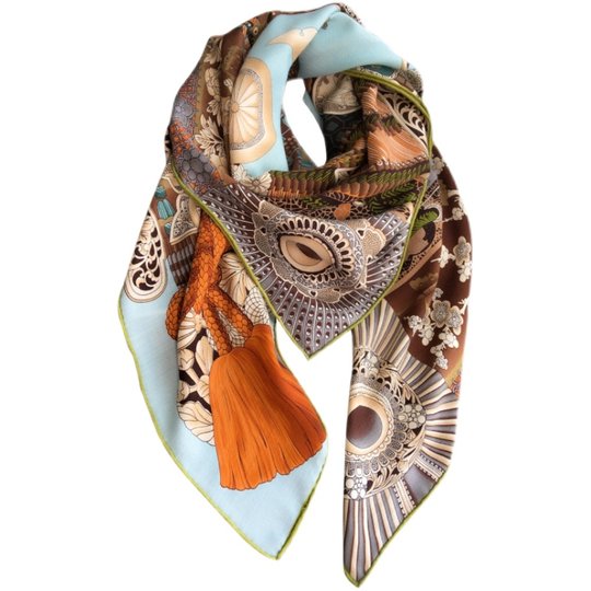 Beautiful and fashionable samurai armor silk square scarf