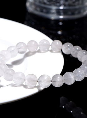 久雅水晶天然拉丝白兔毛手链猫眼