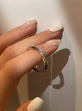 开口莫比乌斯环英文涂鸦食指戒