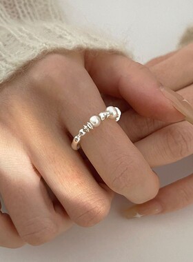 碎银子珍珠戒指女2025年新款