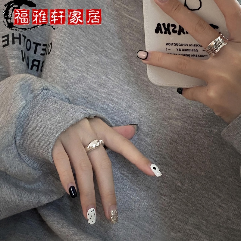 韩版S925银个性波浪字母戒指复古时尚嘻哈夸张开口指环创意食指戒 - 图1