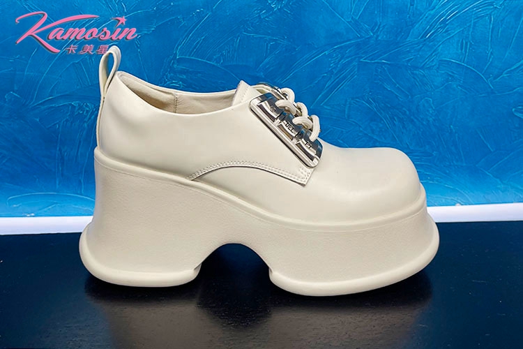 正品卡美星女鞋热销秋新款系带单鞋休闲松糕小皮鞋KXT33S01059 - 图2