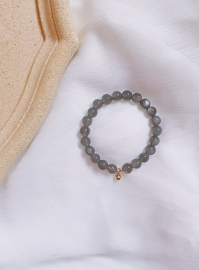 显白原创天然黑月光石ins风手链