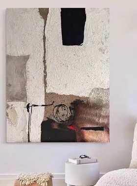 大芬村纯手绘油画民宿酒店抽象挂画侘寂风极简客厅玄关走廊装饰画