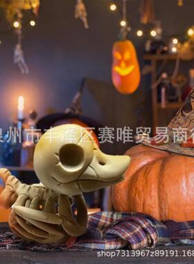 跨境新款 Halloween Skeleton Duck Decor 万圣节骷髅鸭装饰摆件