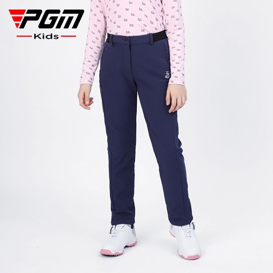 PGM高尔夫服装儿童秋冬季女童薄绒运动服长裤加绒童装青少年裤子