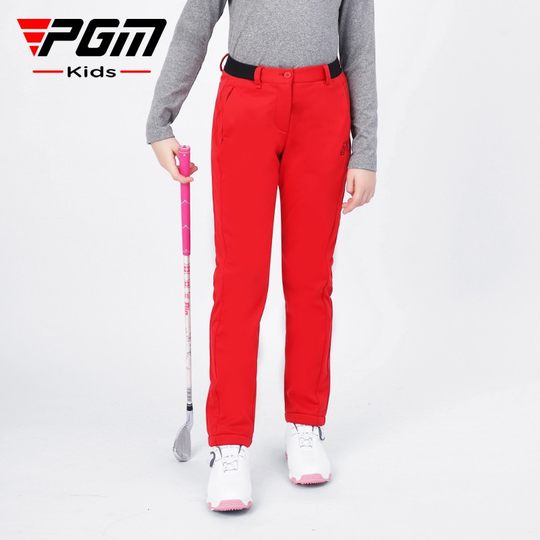 PGM高尔夫服装儿童秋冬季女童薄绒运动服长裤加绒童装青少年裤子