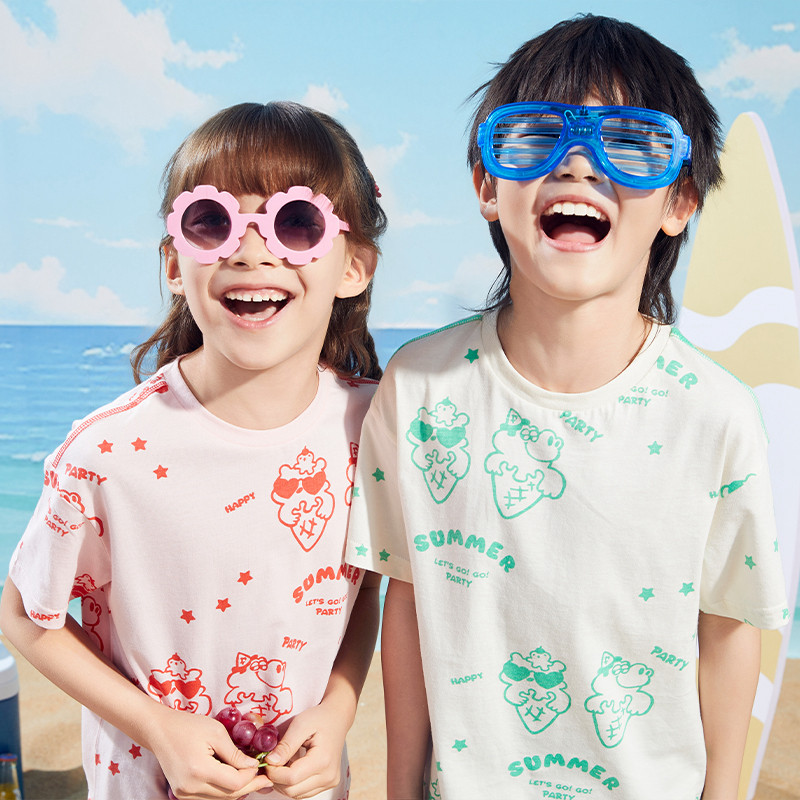 【纯棉】歌瑞家夏季新款男童女童短袖T恤儿童印花圆领上衣潮乐友,淘宝优惠券,粉丝福利购,淘宝优惠卷