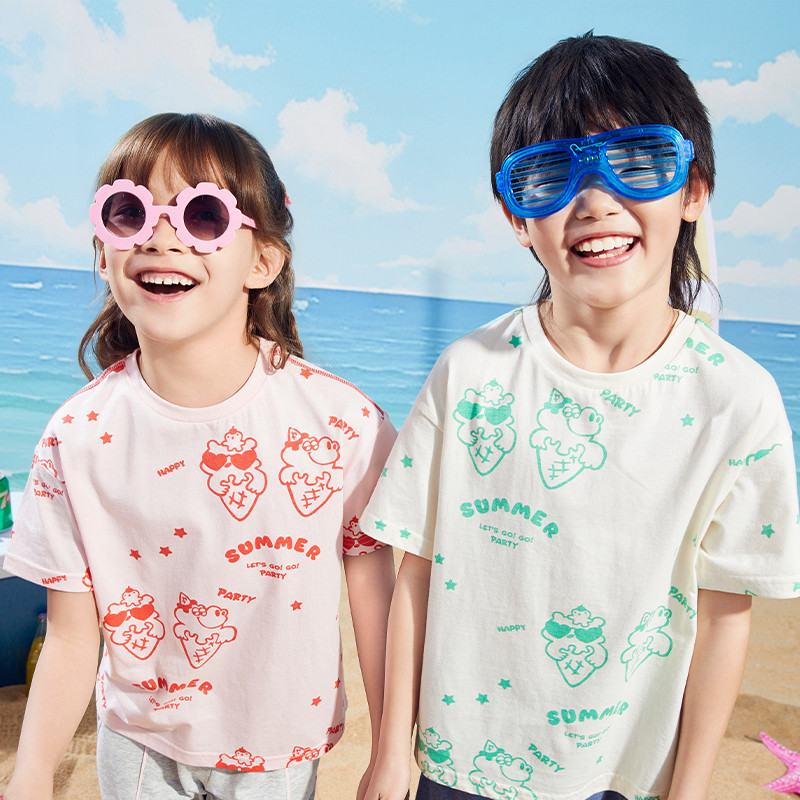 【纯棉】歌瑞家夏季新款男童女童短袖T恤儿童印花圆领上衣潮乐友,淘宝优惠券,粉丝福利购,淘宝优惠卷