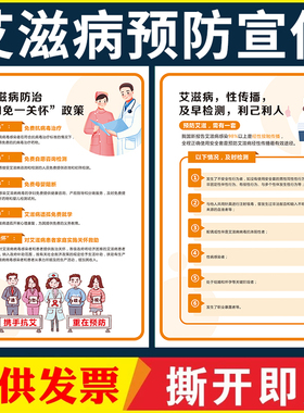 预防艾滋病宣传海报关爱艾滋病人墙贴远离艾滋病防护知识展板挂图