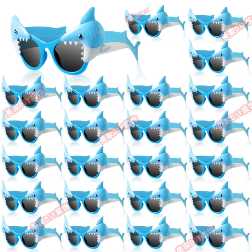 夏季海洋派对布置装饰用品鲨鱼眼镜儿童生日拍照自拍网红搞怪眼镜 - 图3