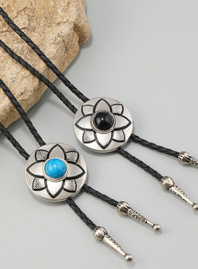 欧美新款服装配饰简约创意可调节波洛领带皮革项链百搭休息毛衣链